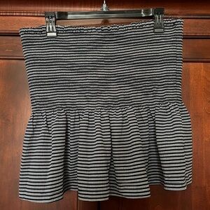 J. Crew Striped Navy Strapless Top
